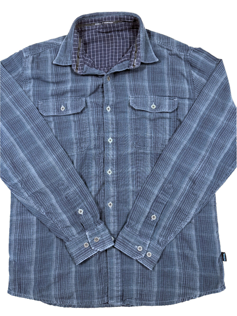Kuhl Men's Long Sleeve Flannel Shirt Large Blue Plaid